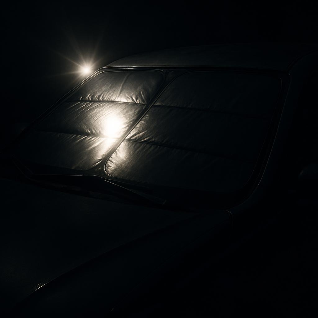 The image depicts a car window with a leather interior, partially open, and light shining through it, creating a bright st...